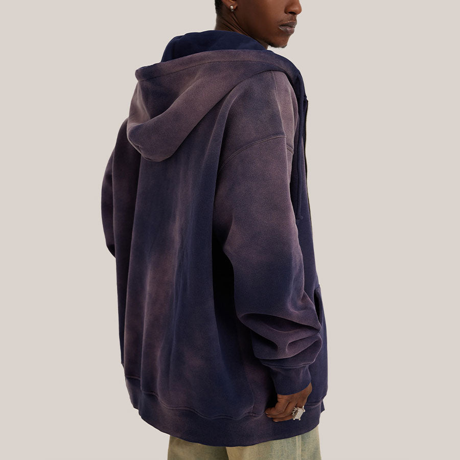 manufacturer washed monkey gradient Expo velvet zipper hoodie American retro brand man