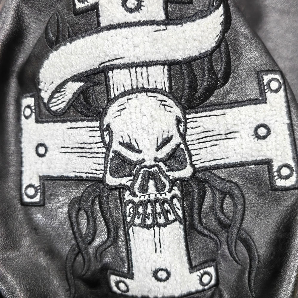 FACTORY high quality custom streetwear spider Skull chenille embroidery varsity jacket