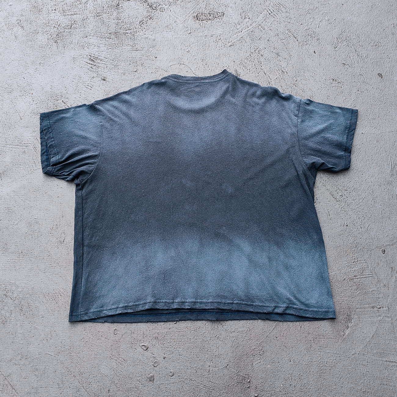 Holy Glory Graphic Tee - Slate Blue Dirty Wash Graffiti Collage Print Distressed Ripped Y2K Streetwear