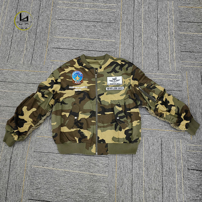 FACTORY custom applique embroidery fashion camouflage mens windbreaker jacket
