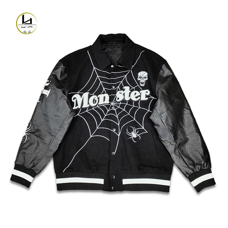 FACTORY high quality custom streetwear spider Skull chenille embroidery varsity jacket