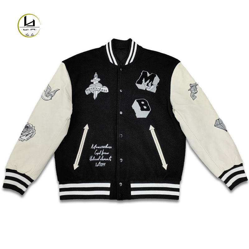 FACTORY oem Y2K custom vintage chenille embroidered letterman baseball jacket