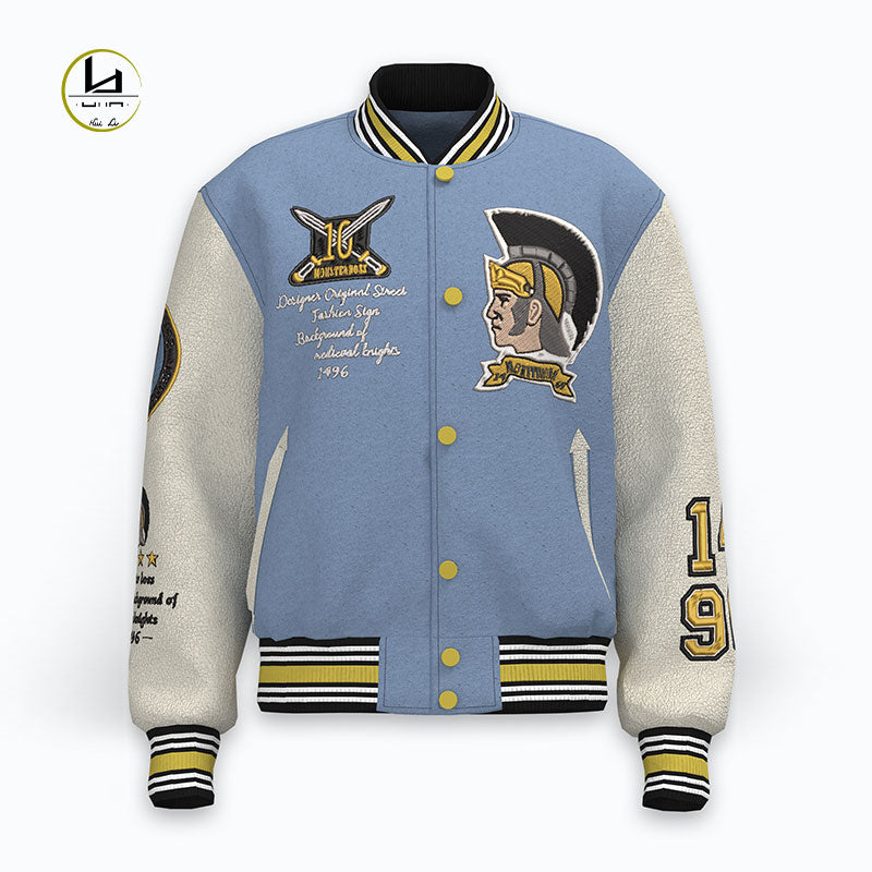 FACTORY leather letterman custom vintage applique embroidered baseball varsity jacket