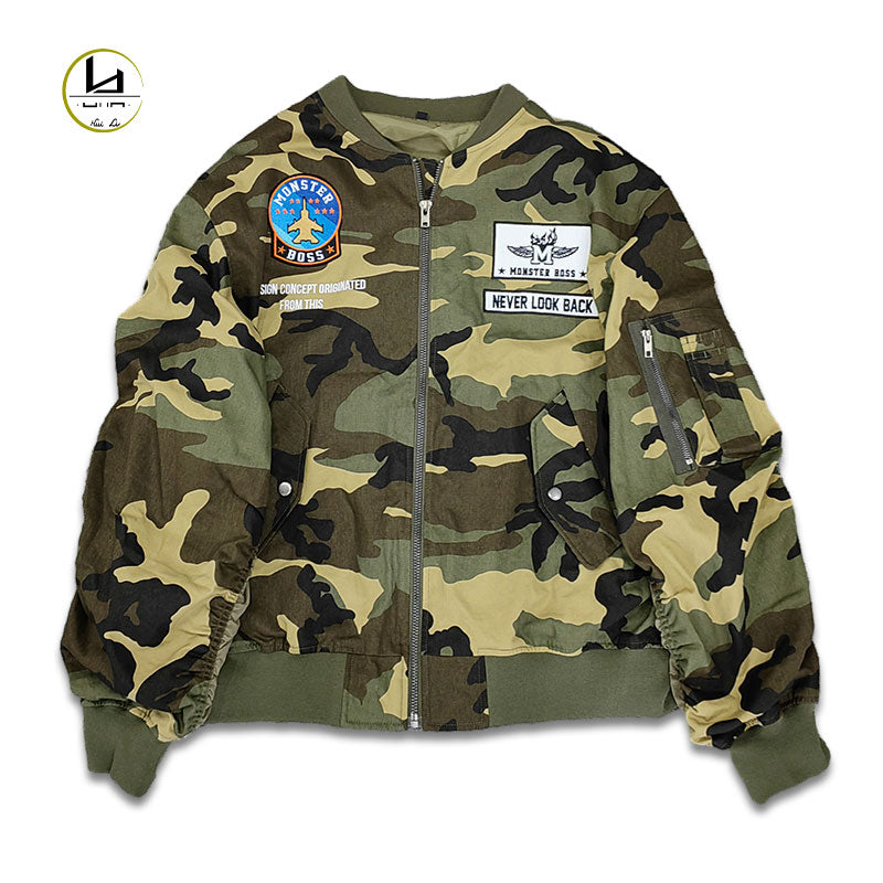 FACTORY custom applique embroidery fashion camouflage mens windbreaker jacket
