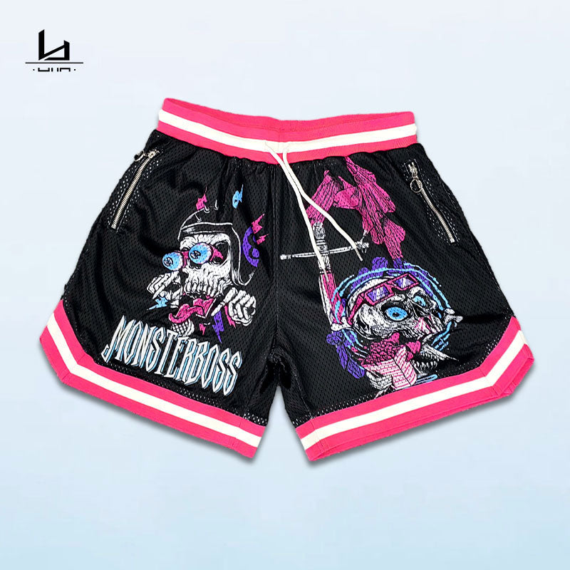 factory custom high quality screen printing mesh basketball jersry shorts