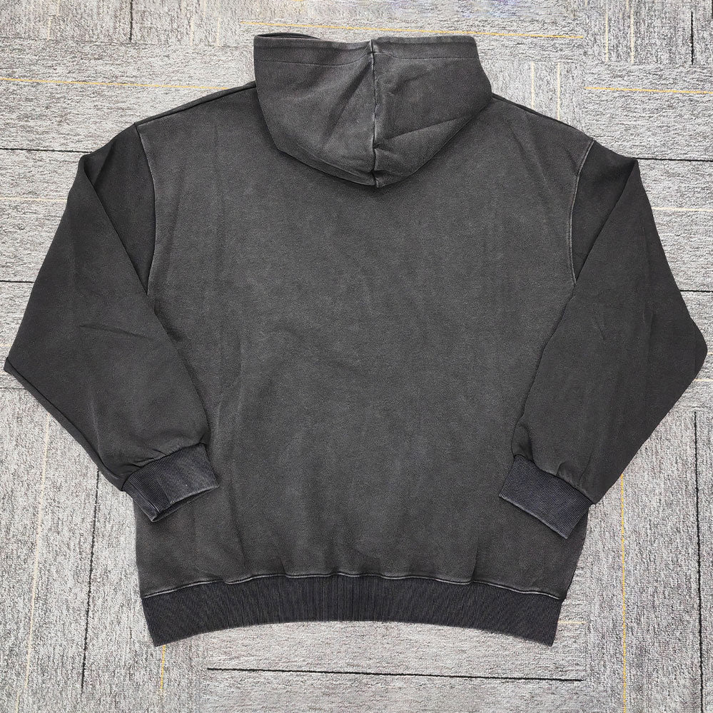 FACTORY heavyweight streetwear cropped hoodie men custom logo 3d puff print raw hem hoodie