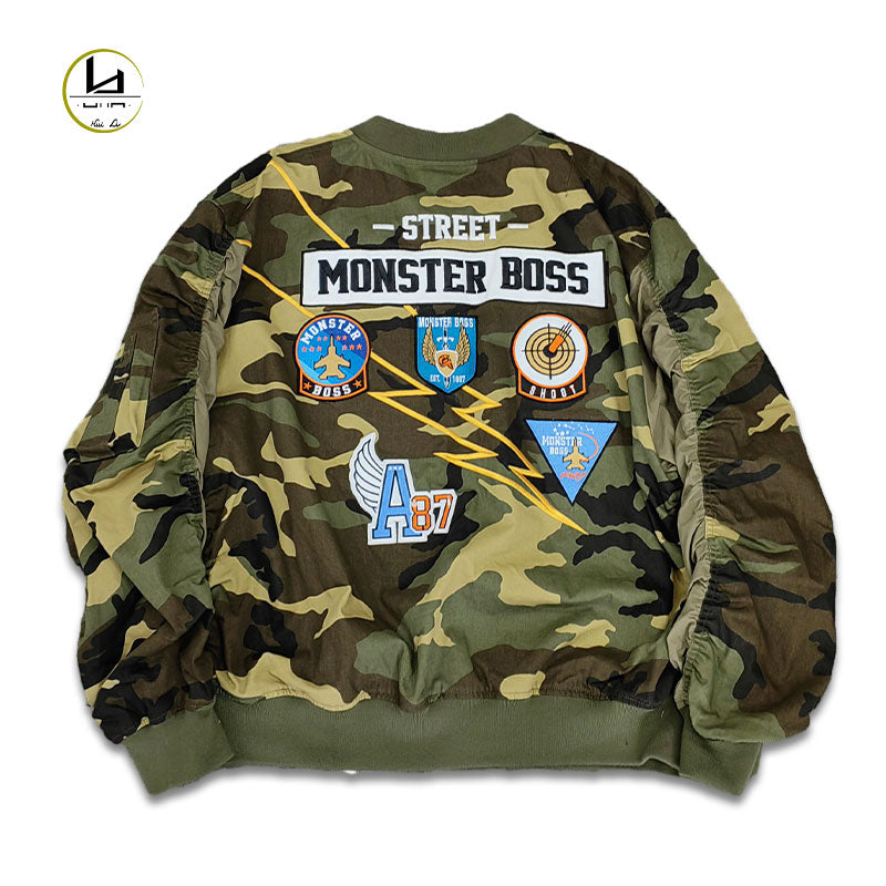 FACTORY custom applique embroidery fashion camouflage mens windbreaker jacket