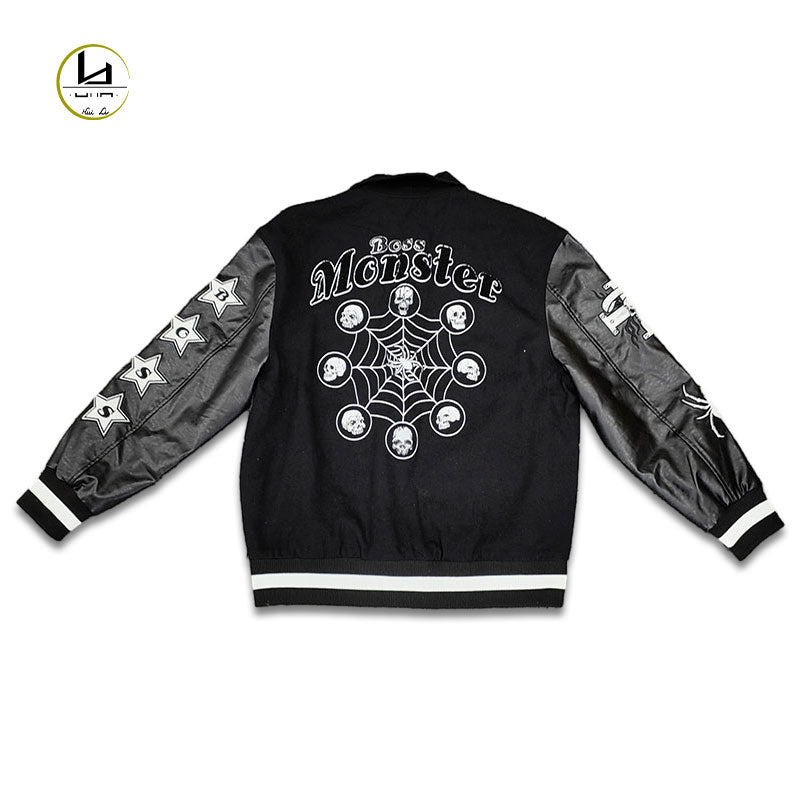 FACTORY high quality custom streetwear spider Skull chenille embroidery varsity jacket