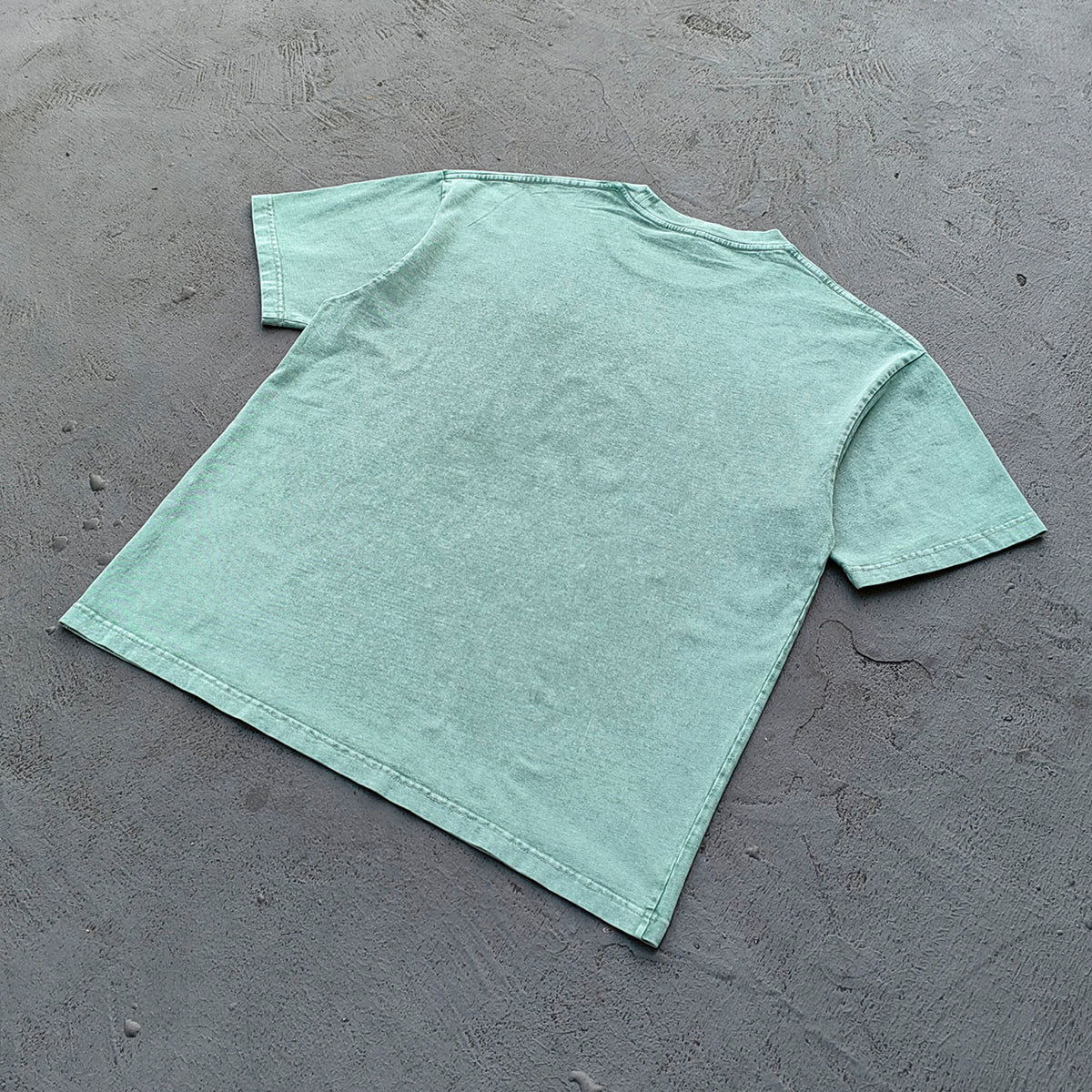 HUILI HDK Graphic Tee - Mint Green Acid Wash Vintage Collage Portrait Print Y2K Streetwear