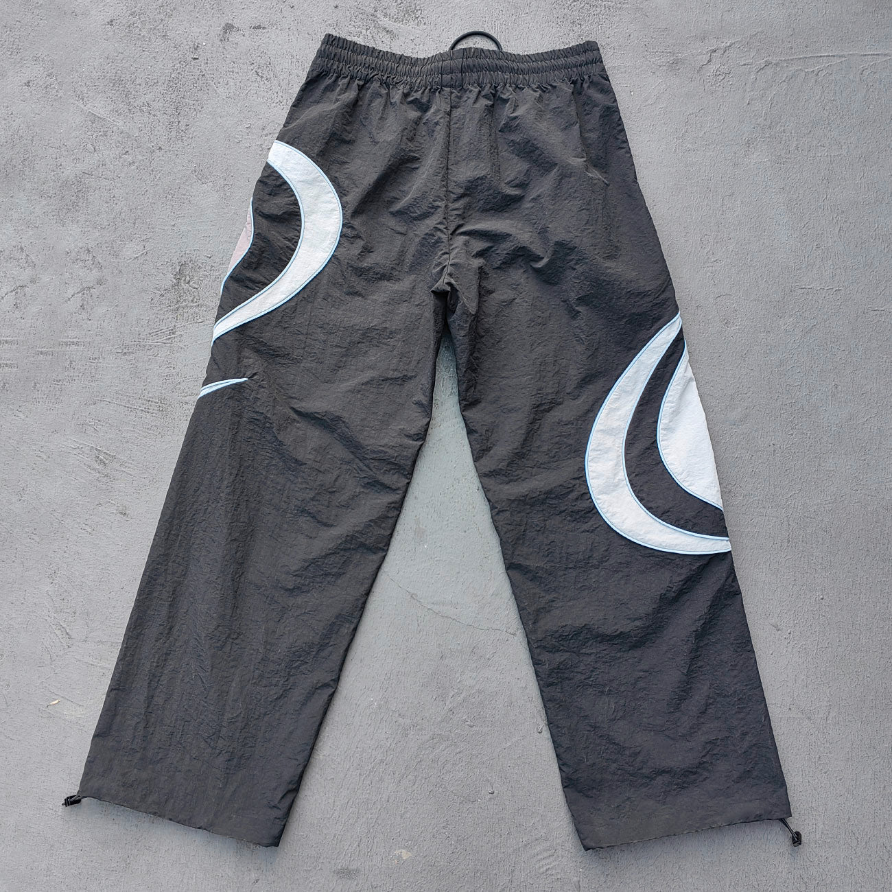 Spiral Print Track Suit Set - Black White Gray Swirl Panel Windbreaker Jacket Pants Y2K Streetwear