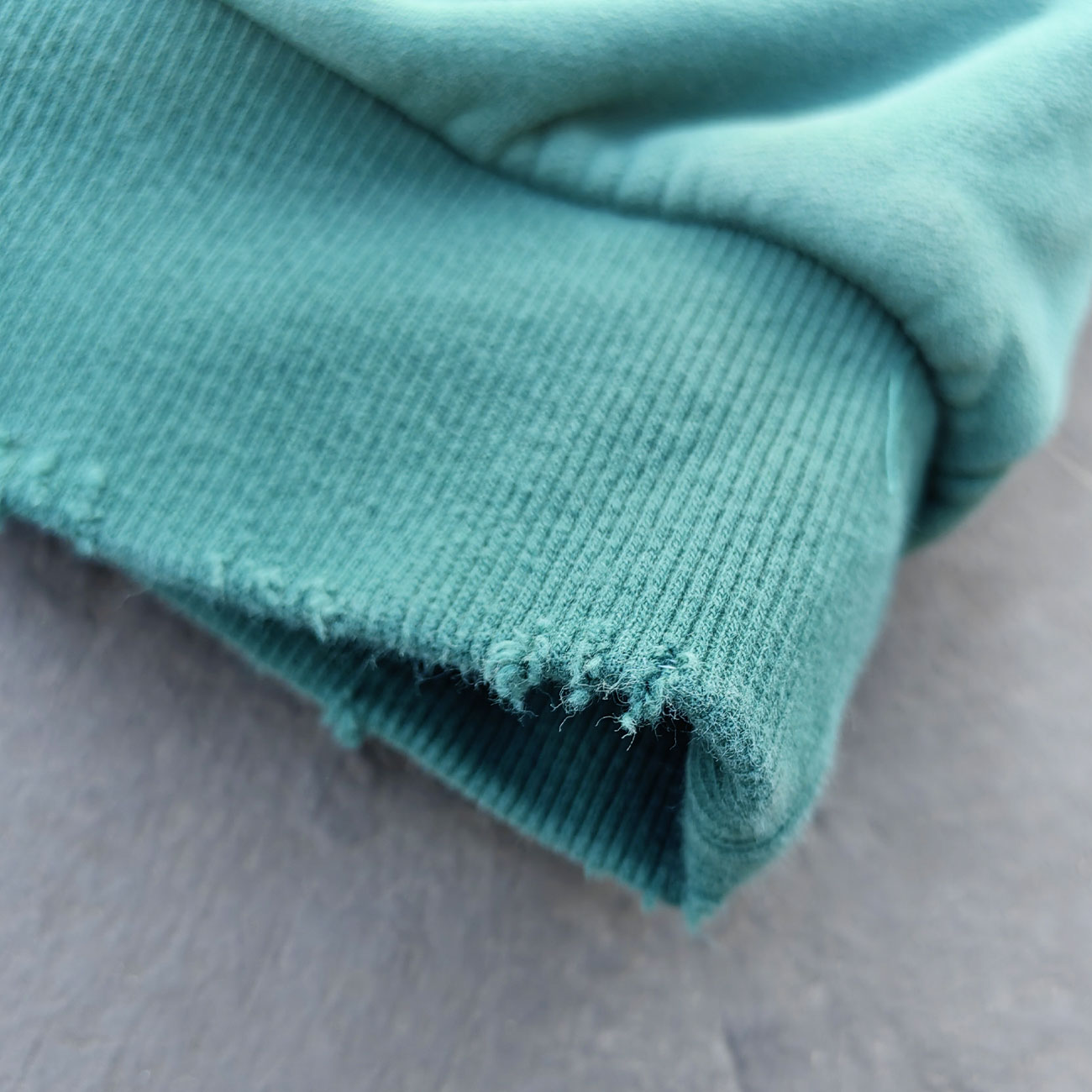 Reversible Zip Up Hoodie - Mint Green Waffle Knit Distressed Y2K Streetwear