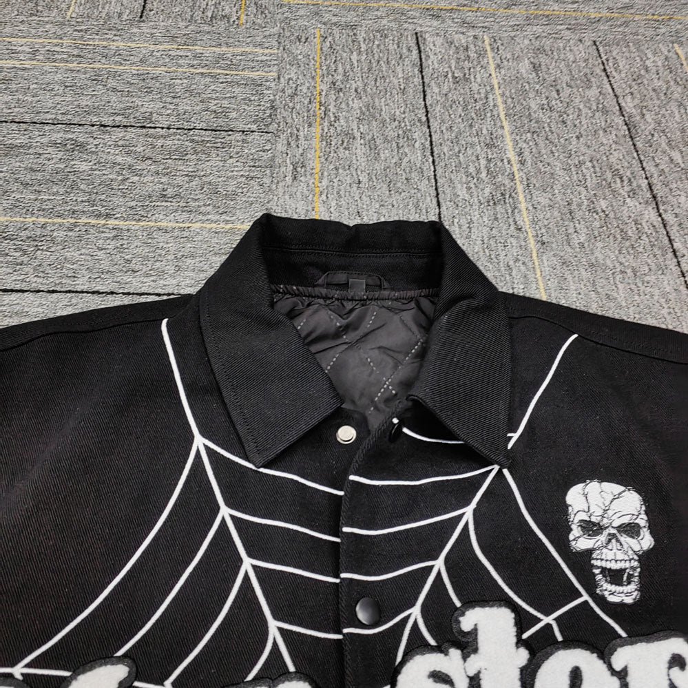FACTORY high quality custom streetwear spider Skull chenille embroidery varsity jacket
