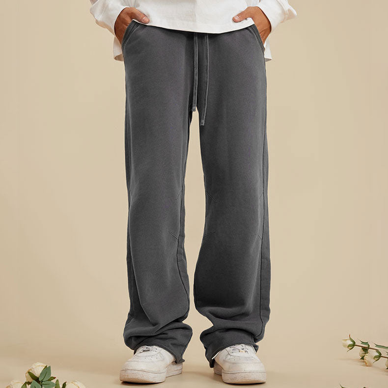 Huili manufacturer heavy 380G washed loose knit pants American retro loose street fashion brand