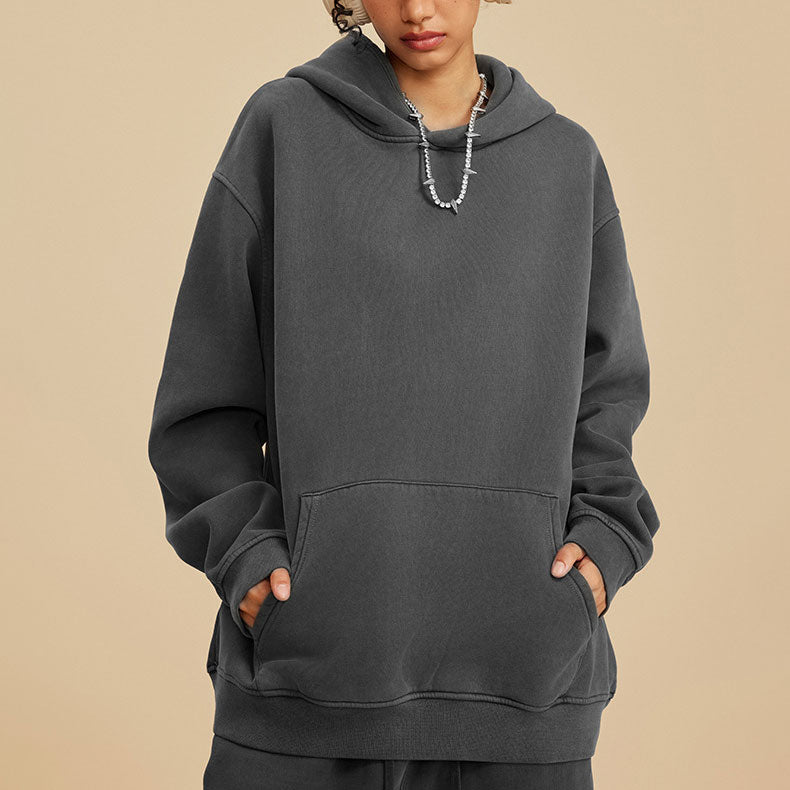 Huili manufacturer add fleece hooded wash hoodie men's American fashion vintage unisex hoodie