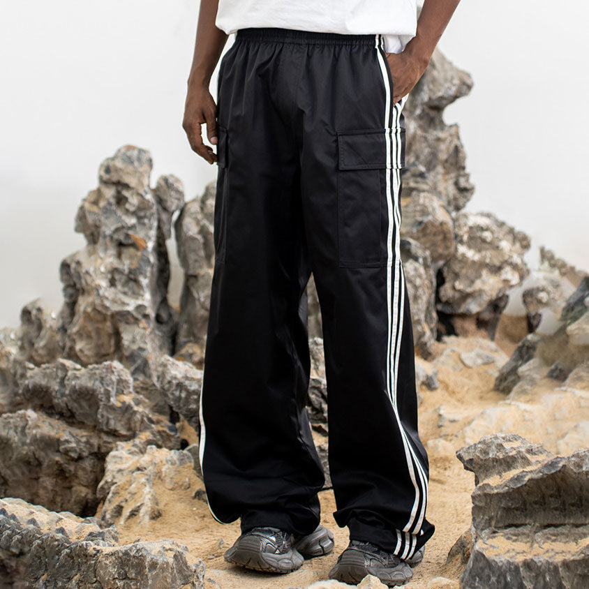 manufacturer new fashion brand American high street classic three-bar splicing wide-leg sports casual pants men