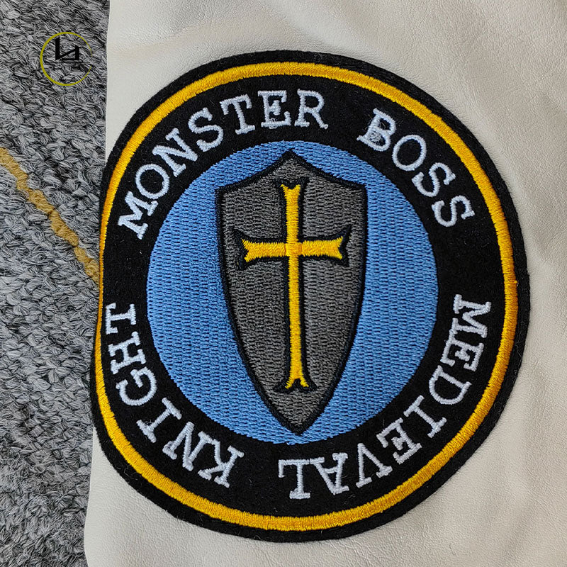 factory wholesale custom logo chenille embroidery letterman varsity jacket with leather sleeves