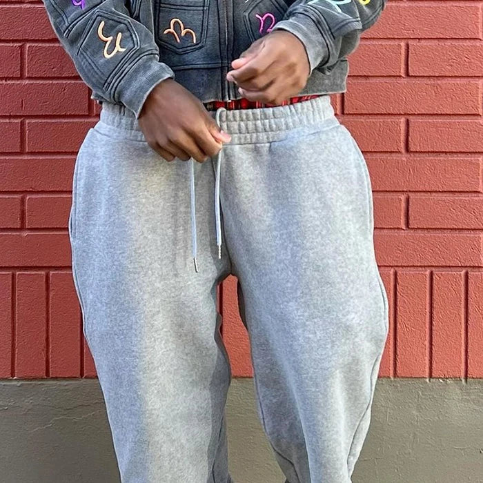 Loose Fit Wide Leg Baggy Sweatpants Men Custom Logo Print Extra Long Double Waist Sweatpants