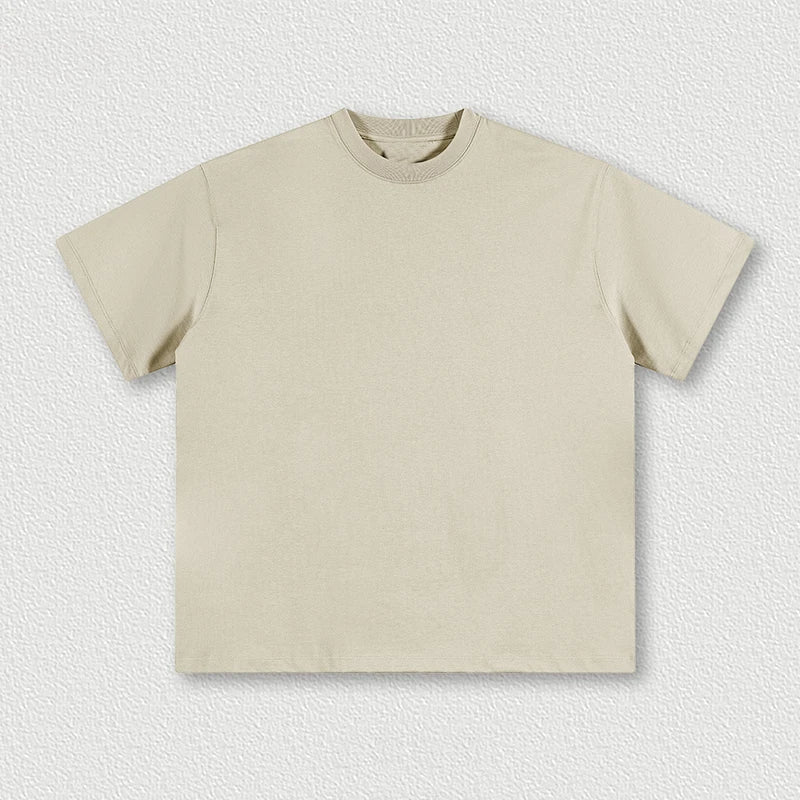 Wholesale 2024 Summer Spring Street Loose Shape 345G Heavyweight Cotton Solid Color Short Sleeve Men's T-Shirts Unisex