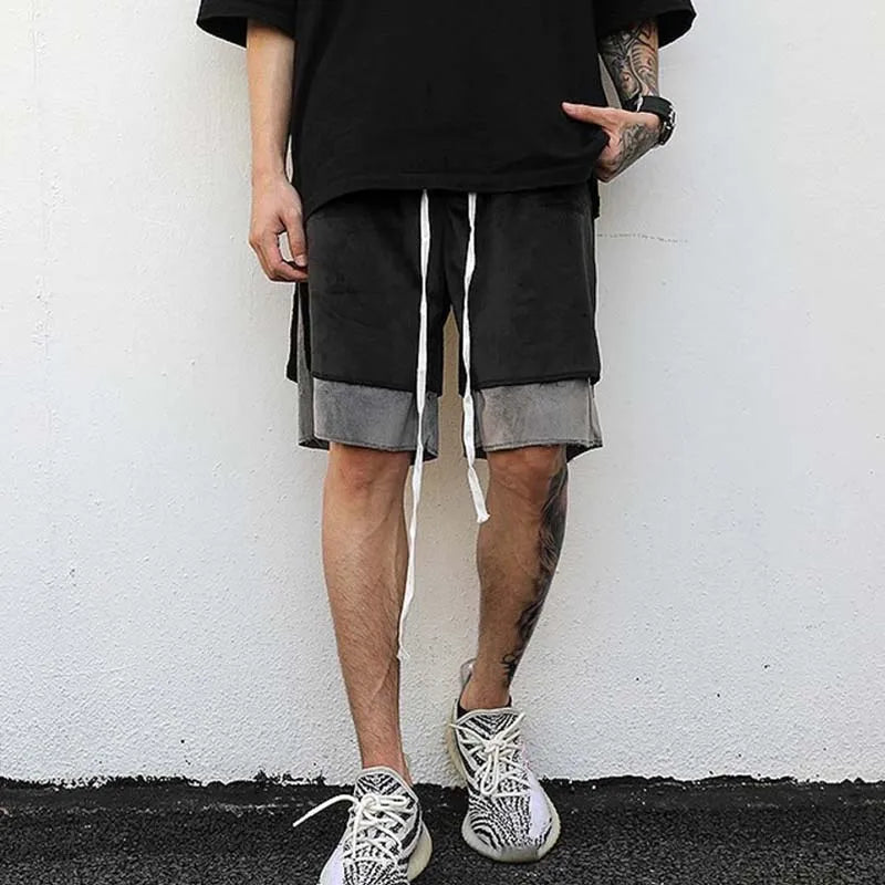 Huili Factory Custom Herren Luxus Samt Doppelschicht Shorts über dem Knie Großhandel Luxus 2 in 1 Laufsport Boardshorts