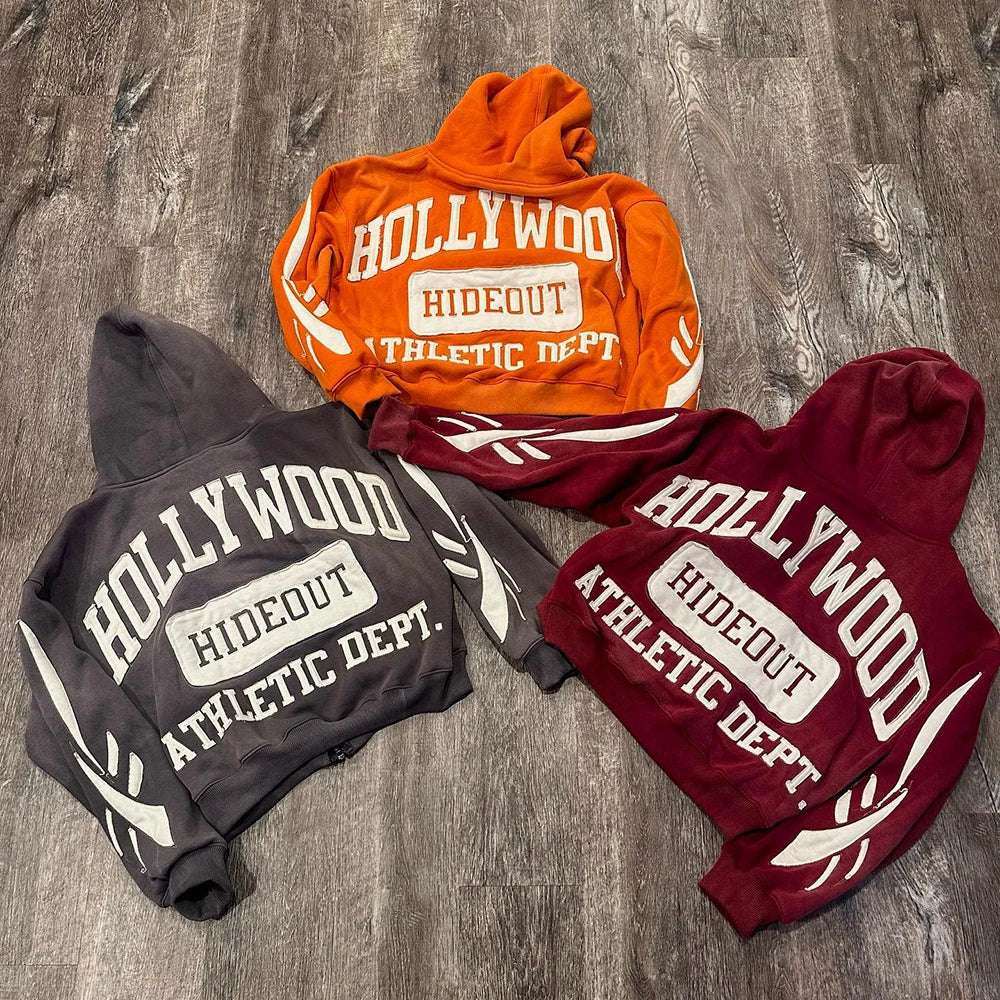 Two Piece Tracksuit Sweatsuits Custom Embroidery Logo Patched Men Sunfaded Vintage Washed Hoodies Sweatpants Sets