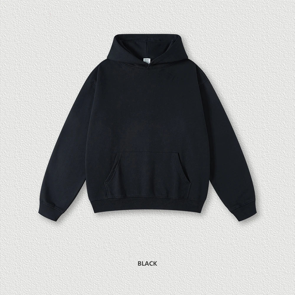 Hot Selling Solid Color Unisex Blank Pullover Hoodies Custom 445Gsm Thick Cotton Men French Terry Heavyweight Hoodie