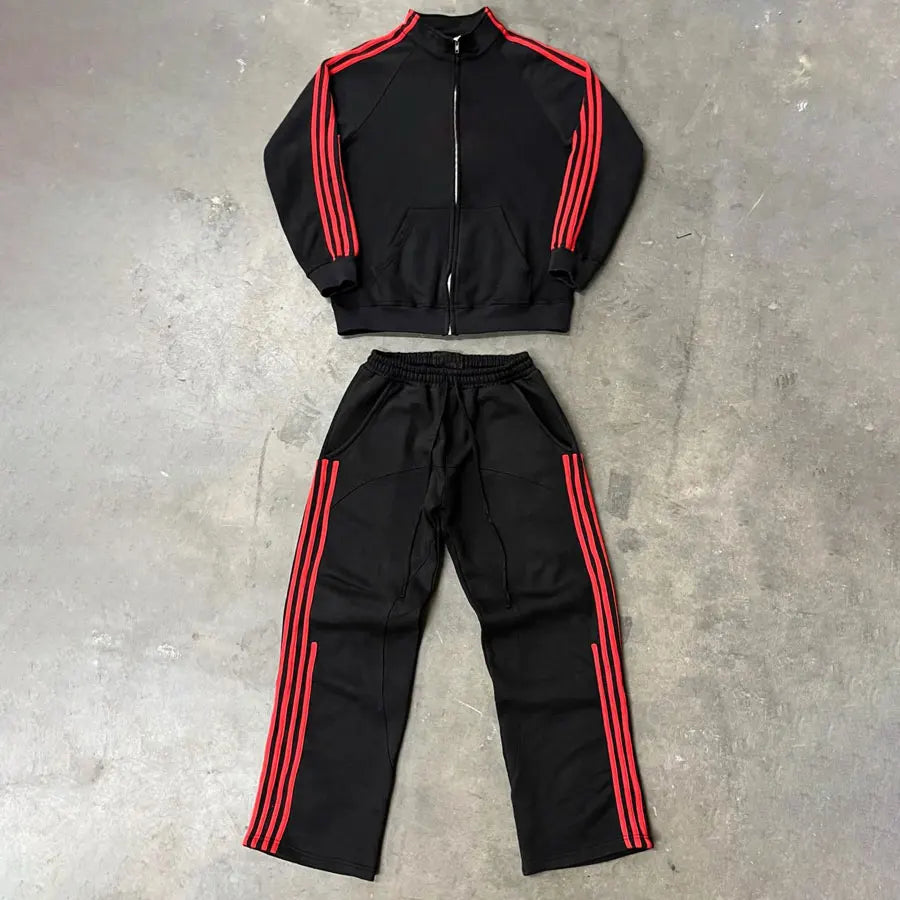 Huilin Heißer Verkauf Sportswear Männer Trainingshose Individuell Übergroße Elastische Taille Gerade Breite Bein Gestreifte Jogginghose Für Männer