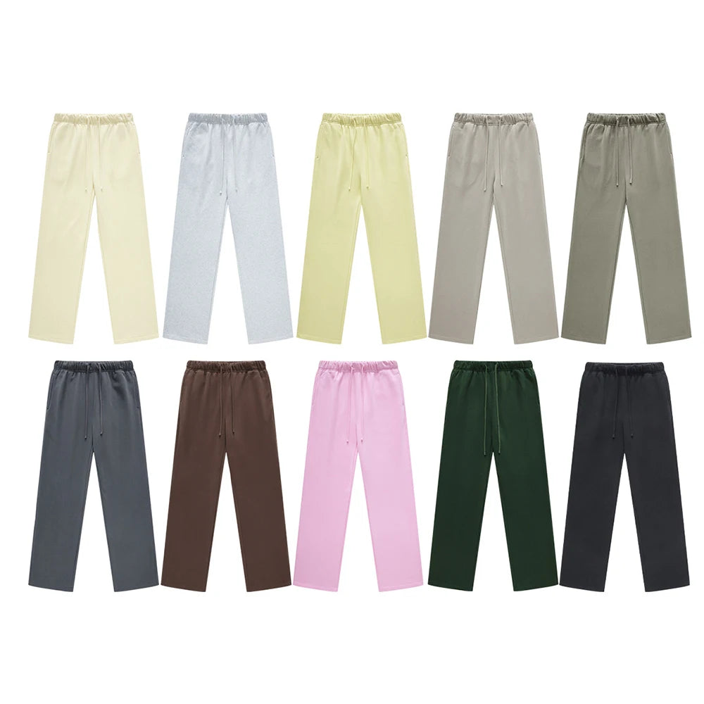 Clothing Factory Oem Customized 100% Cotton French Terry Plain Blank Sweatpants Men Heavyweight Straight Leg Sweatpants