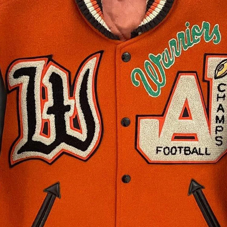 manufacture streetwear heavyweight contrast color embroidery letterman jacket mens custom sleeve leather varsity jacket