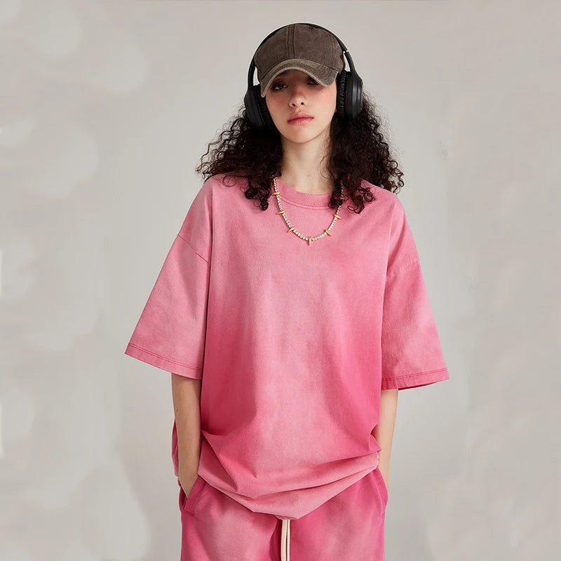 Wholesale Unisex 100% Cotton Street Wear Cotton T Shirt Custom 270 Gsm Acid Wash Drop Shoulder Oversized Blank T Shirts
