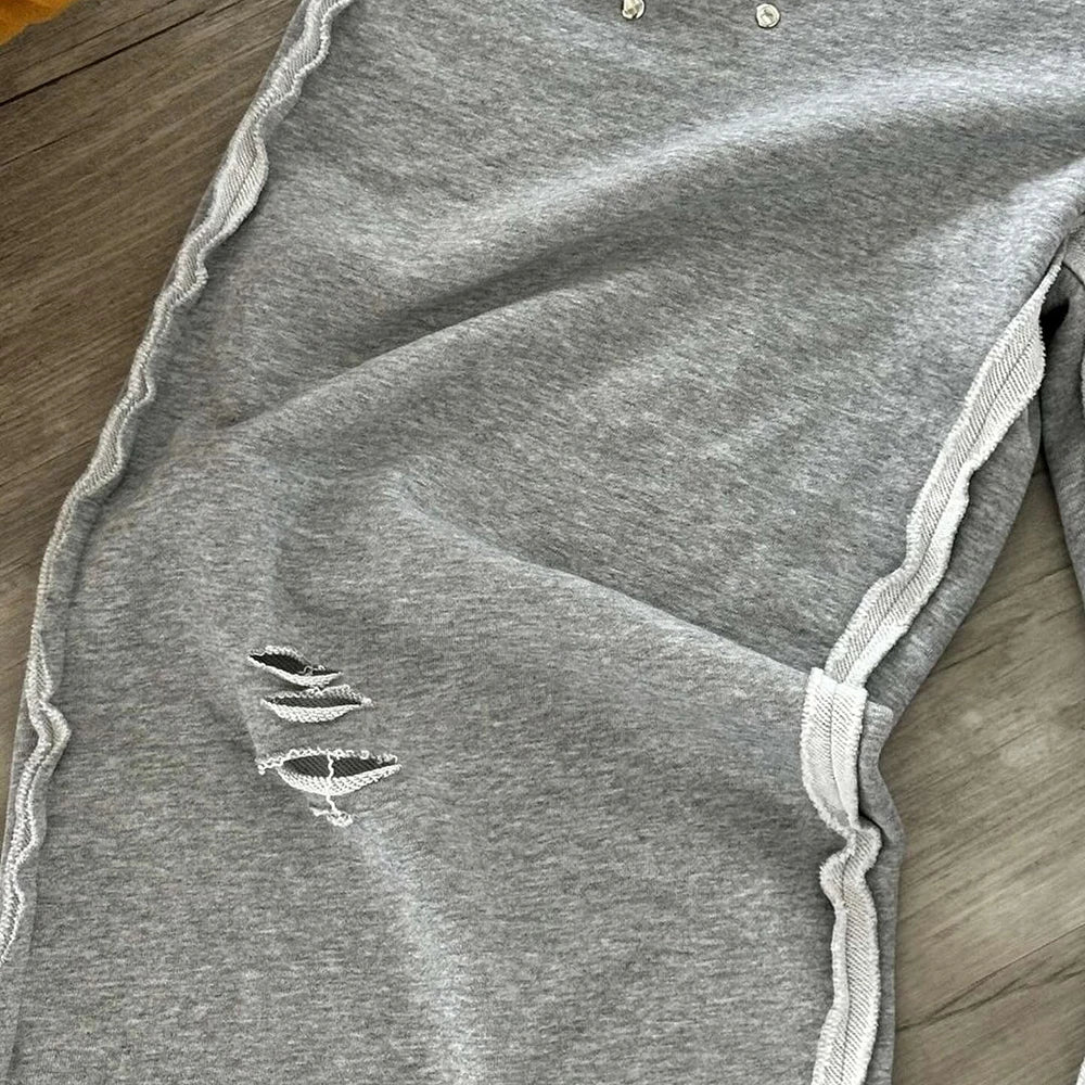 HL Factory Übergroße, schwere Jogginghose, individuell verwaschen im Used-Look, Herren-Jogginghose mit weitem Bein und offenem Saum