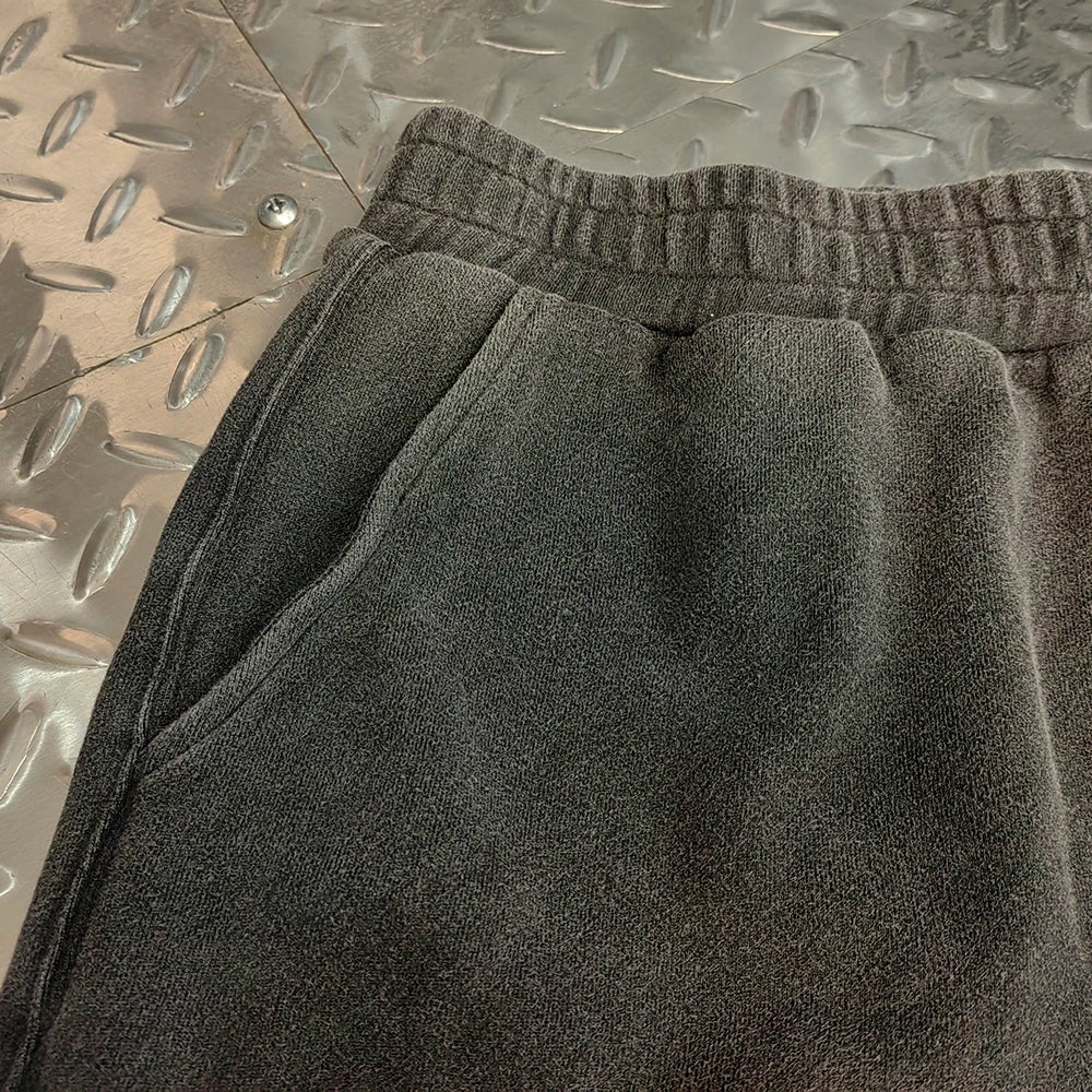 Vintage Wash Thick Cotton Streetwear Sweat Shorts Custom Logo Men Applique Embroidery Patched Raw Hem French Terry Shorts