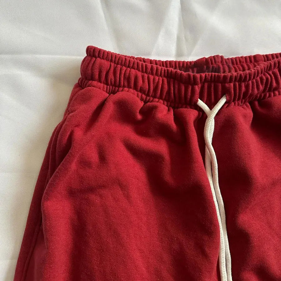 Hot Selling Basic Thick Cotton Wide Straight Leg Sweatpants Men Drawstring Waist Oversized Baggy French Terry Sweatpants