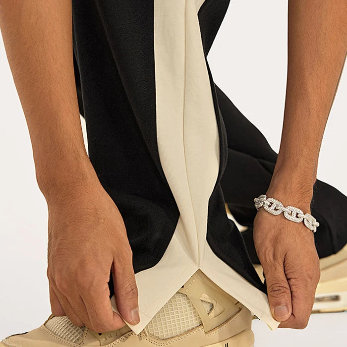 Professional Customized Oversized Blank Sweatpants Men Split Side Bottom Color Block Straight Leg Sweatpants