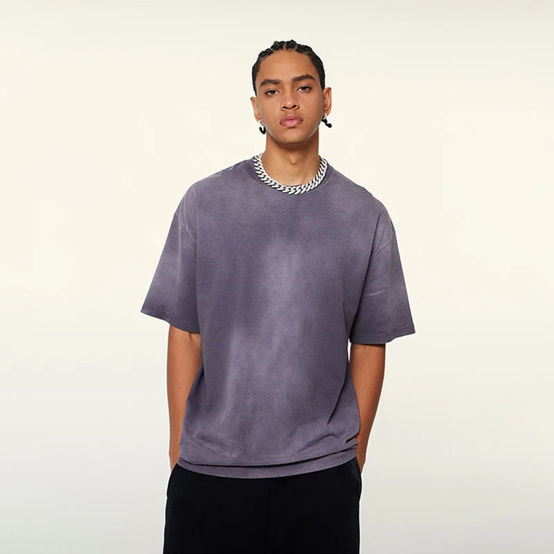 Wholesale Unisex 100% Cotton Street Wear Cotton T Shirt Custom 270 Gsm Acid Wash Drop Shoulder Oversized Blank T Shirts