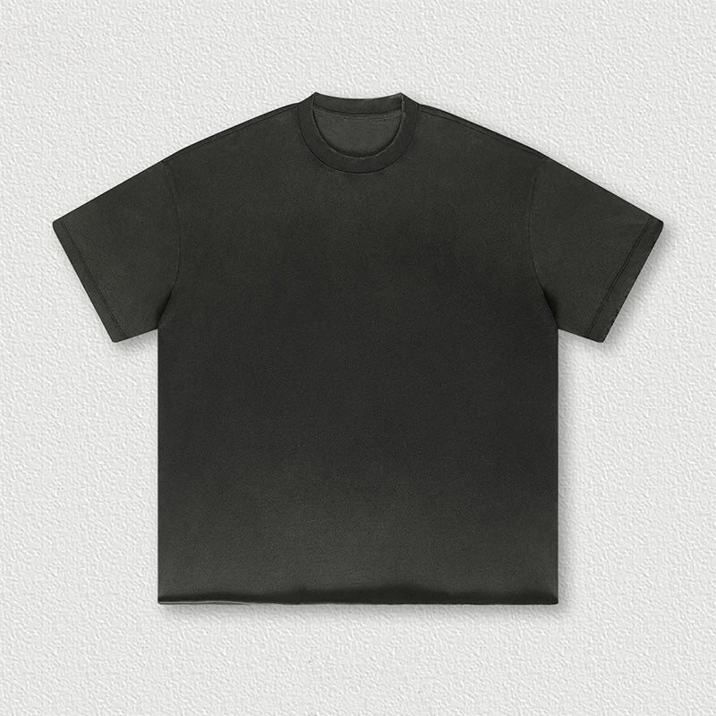 Manufacturer Summer 285G 100% Cotton Acid Washed Gradually Oversized Edge Short Sleeve Vintage T-shirt for Men