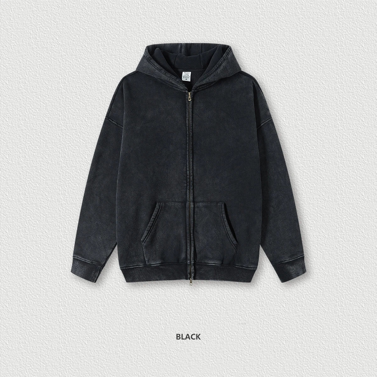 Low Moq High Street Unisex Oversized Heavyweight Cotton Hoodie Jacket Men Custom Vintage Washd Two Way Zip Up Hoodie