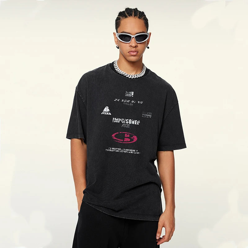 Manufacturer Summer Hip Hop Street Printed T-shirt Premium 100% Cotton 270GMS Oversized Men's Washed T-shirt