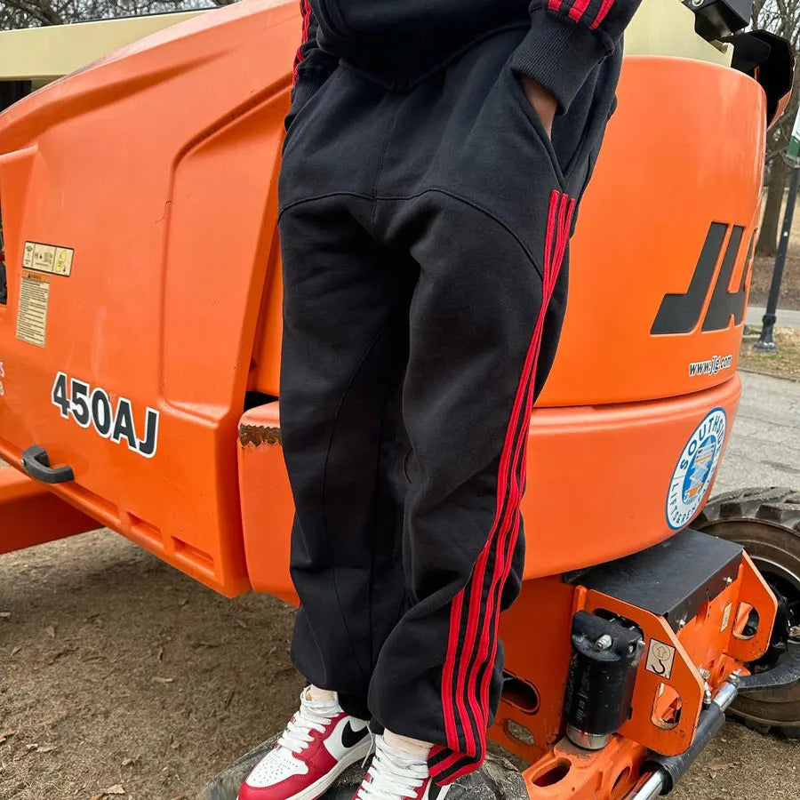 Huilin Heißer Verkauf Sportswear Männer Trainingshose Individuell Übergroße Elastische Taille Gerade Breite Bein Gestreifte Jogginghose Für Männer