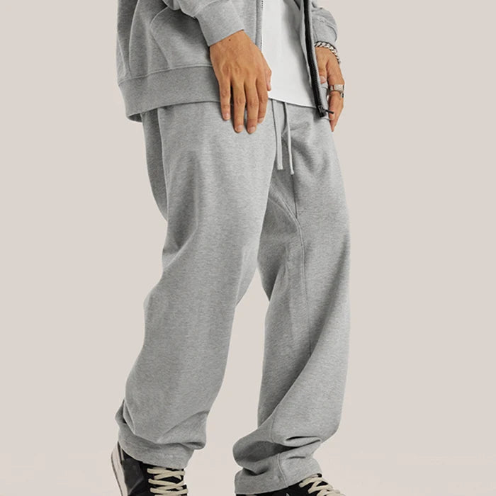 445 gsm Heavyweight Cotton Baggy Sweatpants Men Blank Plain Straight Wide Leg Sweatpants