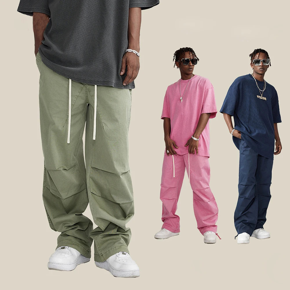 Retro Wash Carpertner Pants Unisex Oversized Casual Pants High Street Fashion Baggy Wide Leg Cargo Pants Men