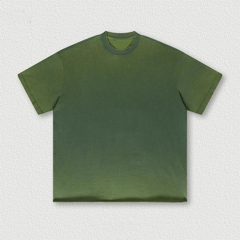 Manufacturer Summer 285G 100% Cotton Acid Washed Gradually Oversized Edge Short Sleeve Vintage T-shirt for Men