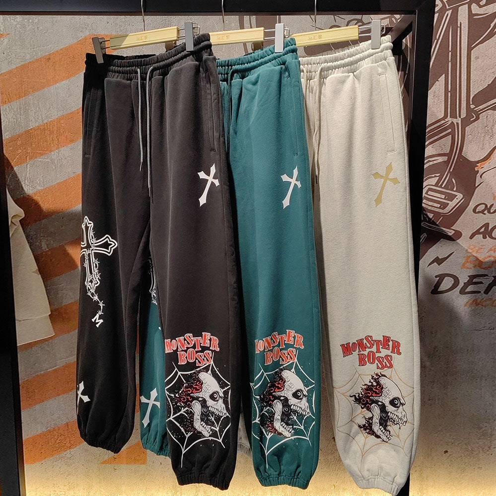 HuiLi new arrival 100% cotton heavyweight sweatpants men custom logo printed drawstring waist jogger sweatpants