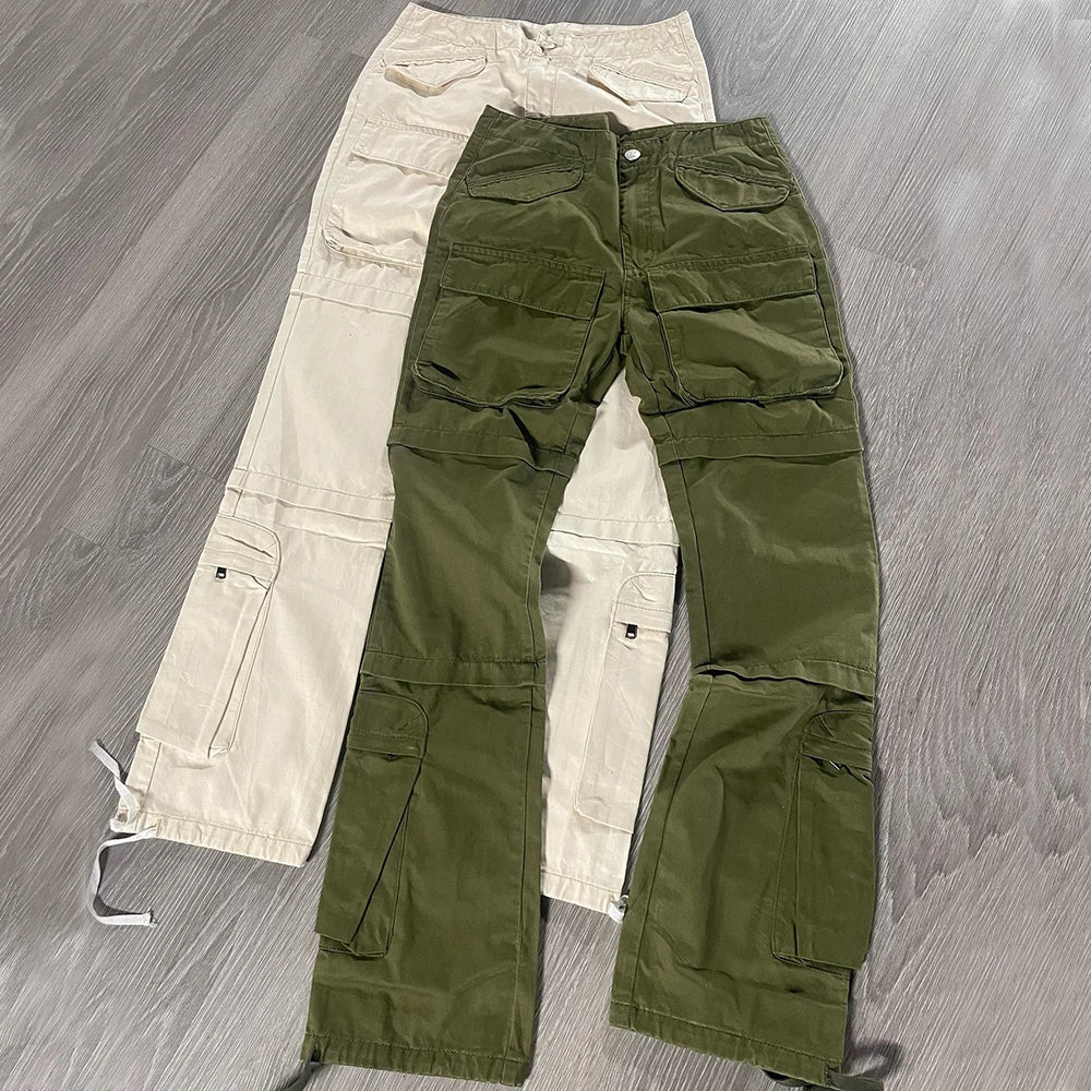 High Quality Customized Straight Leg Work Pants Trousers Solid Color Multi Pockets Men Ripstop Thick Cotton Cargo Pants
