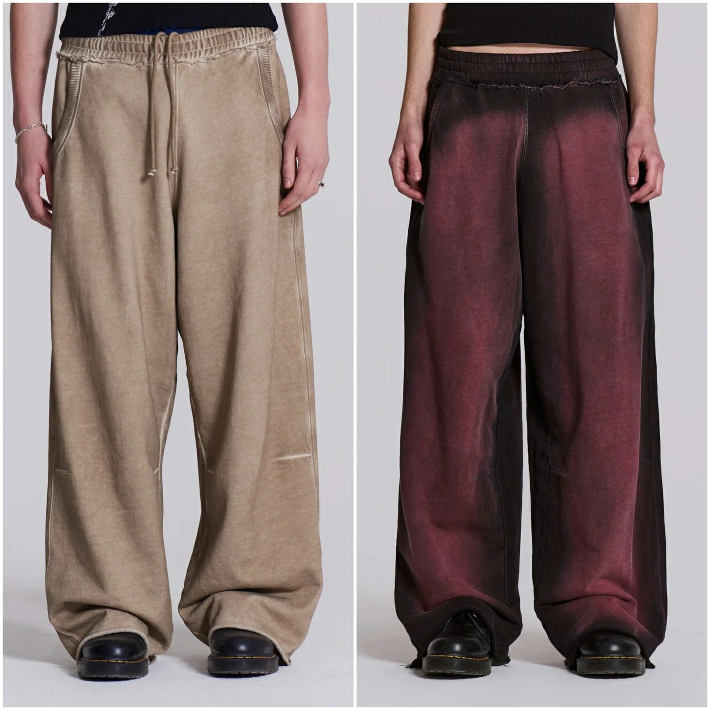Oem Factory Customized Oversized Heavyweight Sweatpants Men Solid Color Raw Hem Elastic Waist Relaxed Jogger Sweatpants