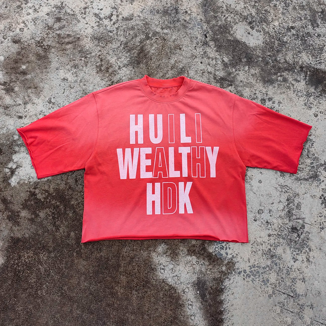 Short Sleeve 100% Cotton Heavyweight Tshirts Custom Screen Printing Men Acid Wash Sunfaded Raw Hem Boxy Cropped T Shirt