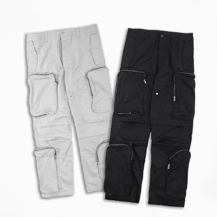 Hot Selling New Style Drawstring Waist Multi Pockets Y2K Pants Cargo Pants Men Big Zip Pocket Baggy Pants