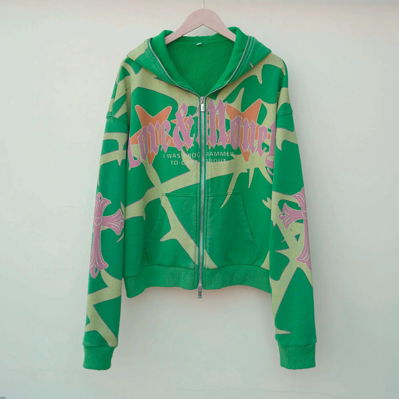 Screen Printing Graphic Hoodies Mens Custom Full Face Zip up Heavyweight French Terry Hoodie