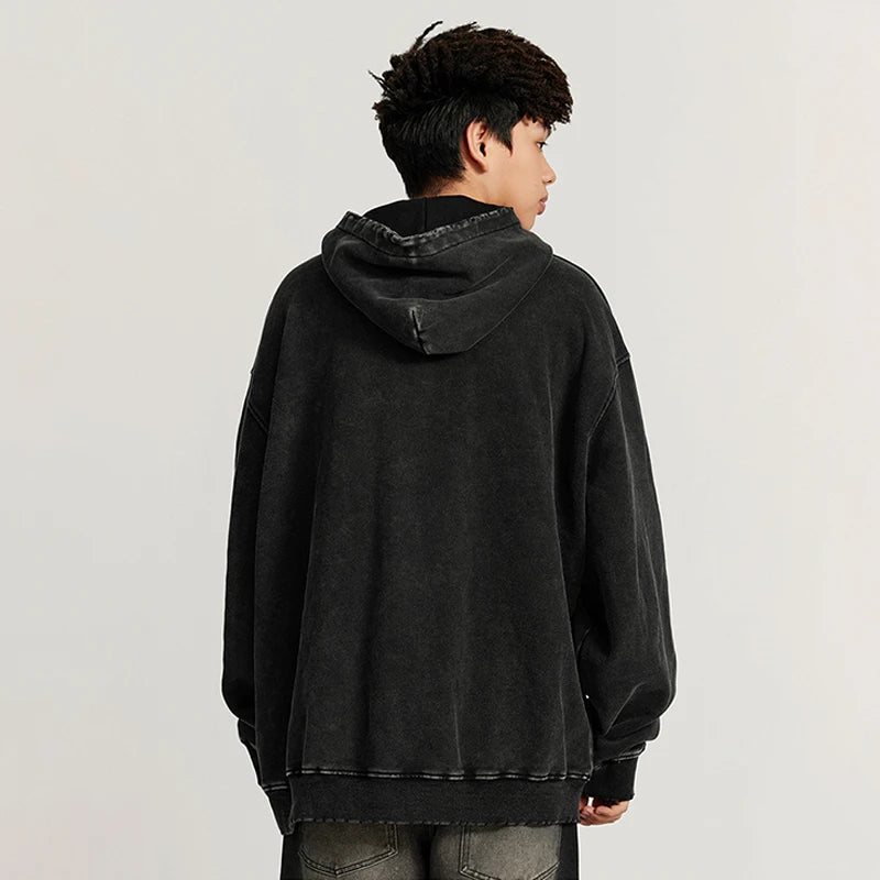 Wholesale Acid Hoodie Washed With Stylish Stone Washed With Custom DTG Print Acid Wash Unisex Hoodie