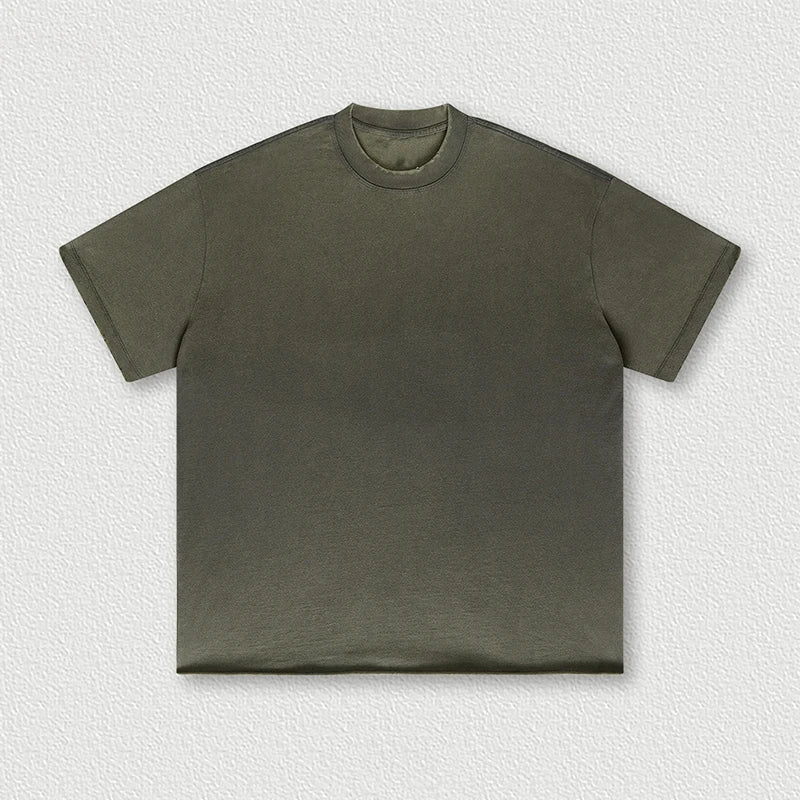Manufacturer Summer 285G 100% Cotton Acid Washed Gradually Oversized Edge Short Sleeve Vintage T-shirt for Men
