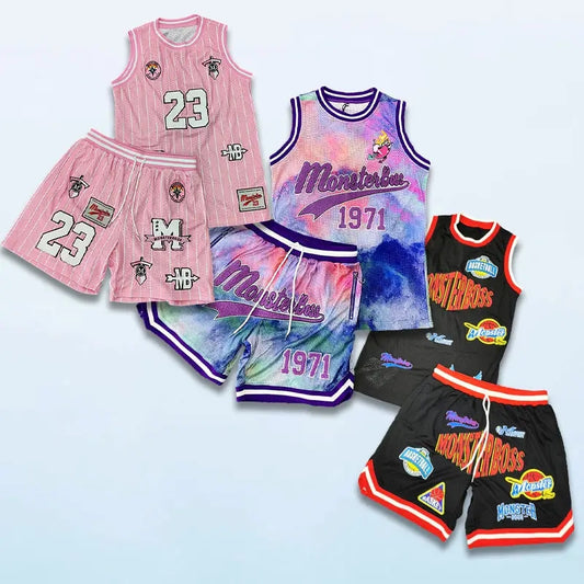 HUILI FACTORY two piece sets streetwear basketball jersey custom embroidery men mesh basketball